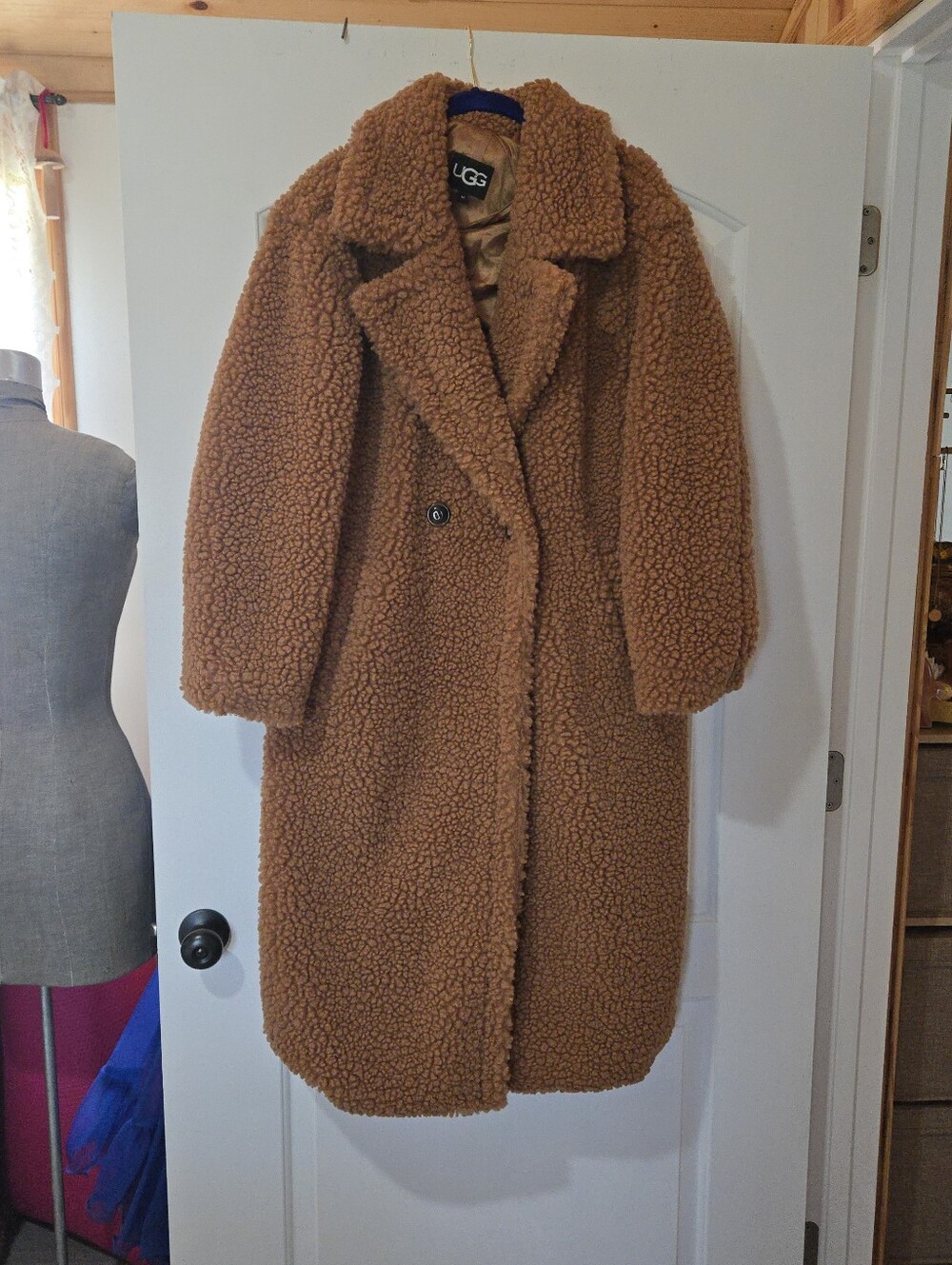 UGG Brown Gertrude Long Teddy Coat, SIZE M - Picture 2 of 16